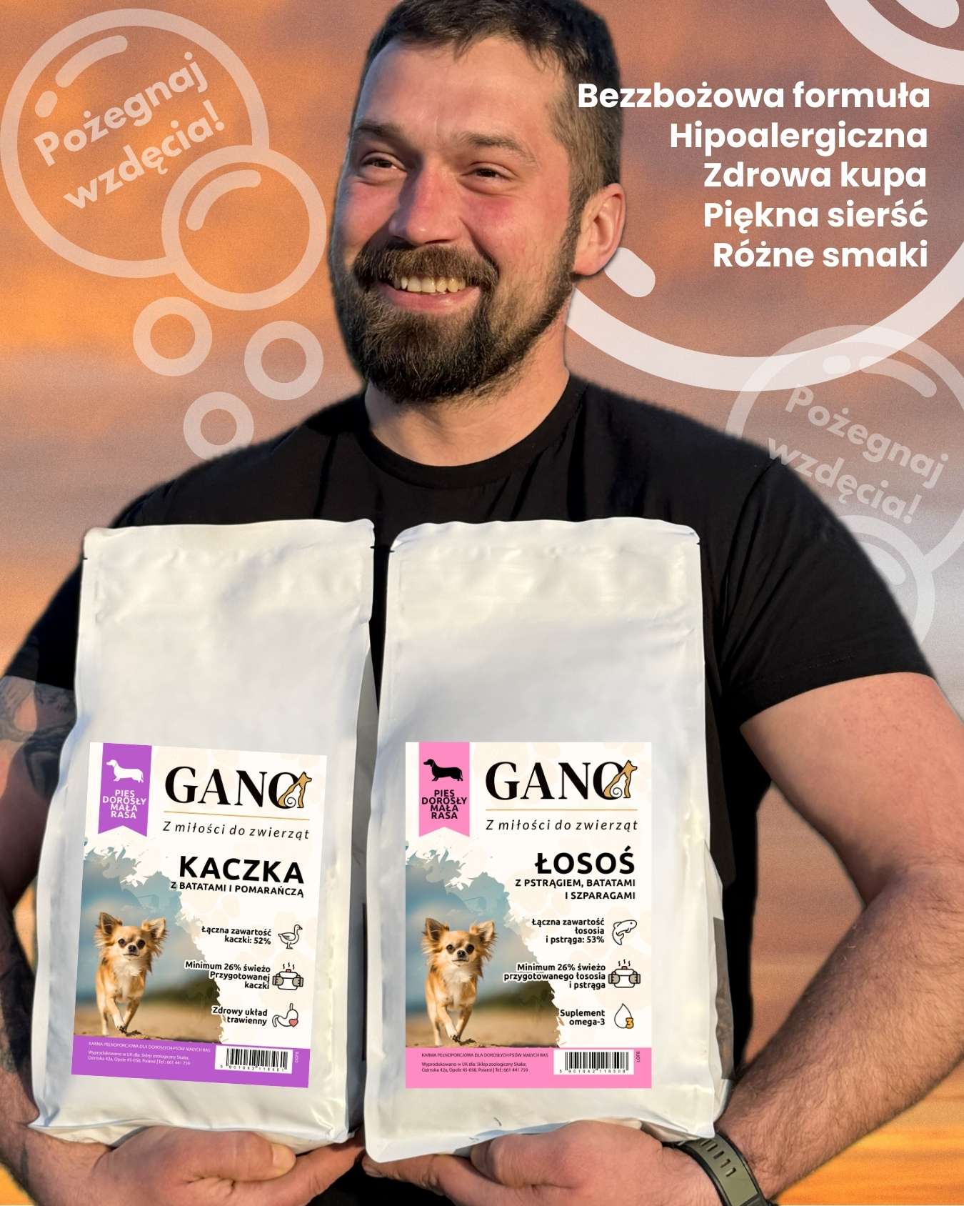 GANO Grainfree Kaczka z batatami i pomarańczą (Mała rasa) – (2kg, 6kg)