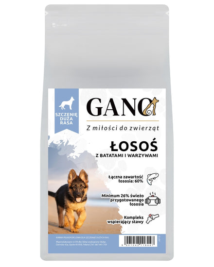 GANO Grainfree Łosoś z batatami i warzywami (Duża rasa –  Szczeniak) – (2kg, 12kg)