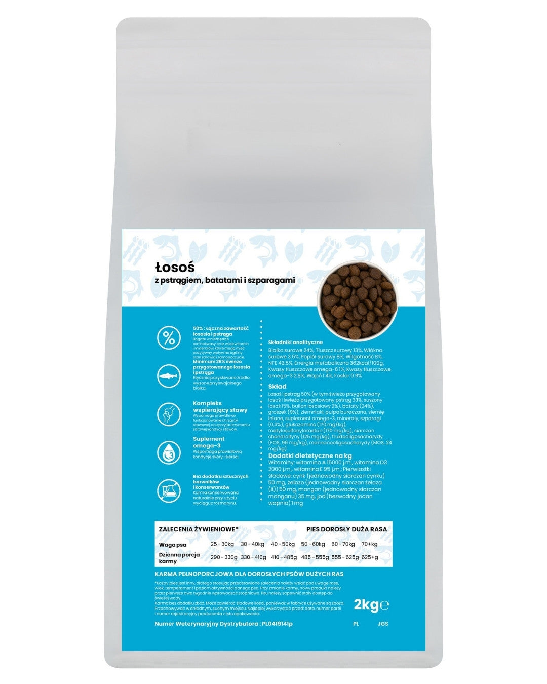 GANO Grainfree Łosoś z pstrągiem, batatami i szparagami (Duża rasa) – (12kg)