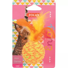 Zolux Zabawka dla kota piłka z piórkami, elastyczna (pomarańczowa, różowa, niebieska)
