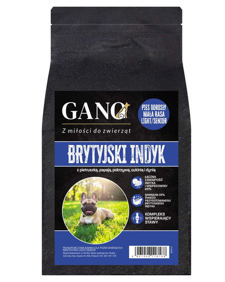 GANO Superfood Indyk z wolnego wybiegu z warzywami (Małe rasy – Light/Senior) – (12kg)
