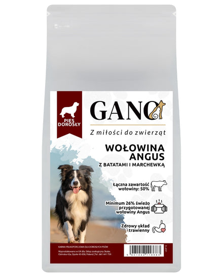 GANO Grainfree Wołowina Angus z batatami i marchewką (Wszystkie rasy) – (12kg)